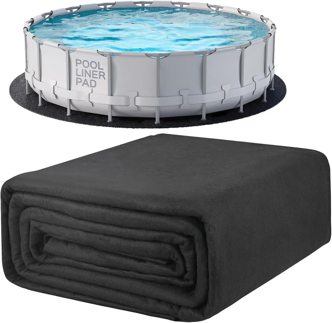 POOLHACKER 15 Ft Pool Liner Pad, Round Pool Liners for Above Ground Swimming Pools, Durable Geotextile Material, Easy to Install, Extends Life to The Line, Under Pool Padding