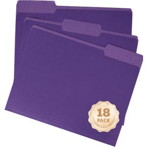 18 Pack Purple File Folders 8.5x11 Inch,1/3 Cut Tab Colored File Folders Letter Size,Office Folders for Document