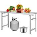 Stainless Steel Folding Table (60x24 in), 520 LBS Load, Foldable Stainless Steel Workstation, Single Tier No Undershelf, Commercial Work Table for Home, Kitchen, Restaurant, Garage, Camping, Outdoor