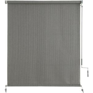 sunoff Outdoor Roller Shades, Cordless Patio Roller Up Blinds with Shade Cloth for Porch Gazebo Pergola Balcony Backyard, 2 Poles & 1 Fabric, Grey, 84" Wx96 H