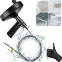 Drain Snake Auger 33 Feet, Plumbing Snake Drain Hair Clog Removal Tool, Heavy Duty Toilet Snake Auger, Sink Unclogger Drain Cleaner Tool for Bathroom Kitchen Tub Shower Clog Remover with Gloves