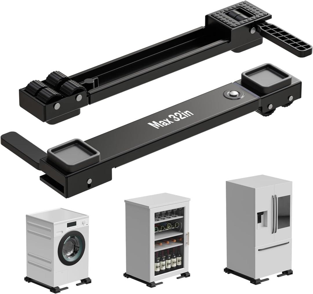 KVRG Appliance Rollers Heavy Duty,Newest Extendable Appliance Sliders,Liftable Washing Machine Base,Easily Move Washer and Dryer Machines,Refrigerators,FurnitureWhite