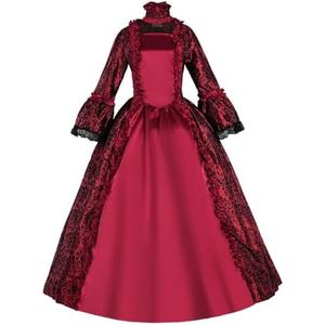 18th Century Rococo Floral Pattern Victorian Dress for Women Renaissance Costume Historical Period Masquerade Themed Clothing, XL