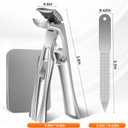 Toenail Clippers for Seniors Thick Toenails, Upgrade Angled Head Large Toe Nail Clippers for Men with Wide Jaw Opening, Sharp Heavy Duty Fingernail Clipper Cutter with Catcher Long Handle - Silver