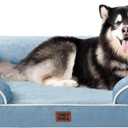 EHEYCIGA Orthopedic Dog Beds for Extra Large Dogs, Waterproof Memory Foam XXL Dog Bed with Sides, Non-Slip Bottom and Egg-Crate Foam Big Pet Couch Bed with Washable Removable Cover, Washed Blue