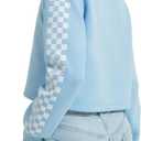 EXARUS Girls Crop Sweatshirts Tie Dye Pullover Checkered Print Crewneck Long Sleeve Casual School for Kids 6-12Y (Blue)