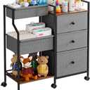 Modanais Baby Diaper Caddy Organizer and Storage - 3 Tier Rolling Cart with Dividers and Drawers, Easy To Assemble, Mobile Utility Cart with Wheels for Nursery, Bedroom, Changing Table & Crib
