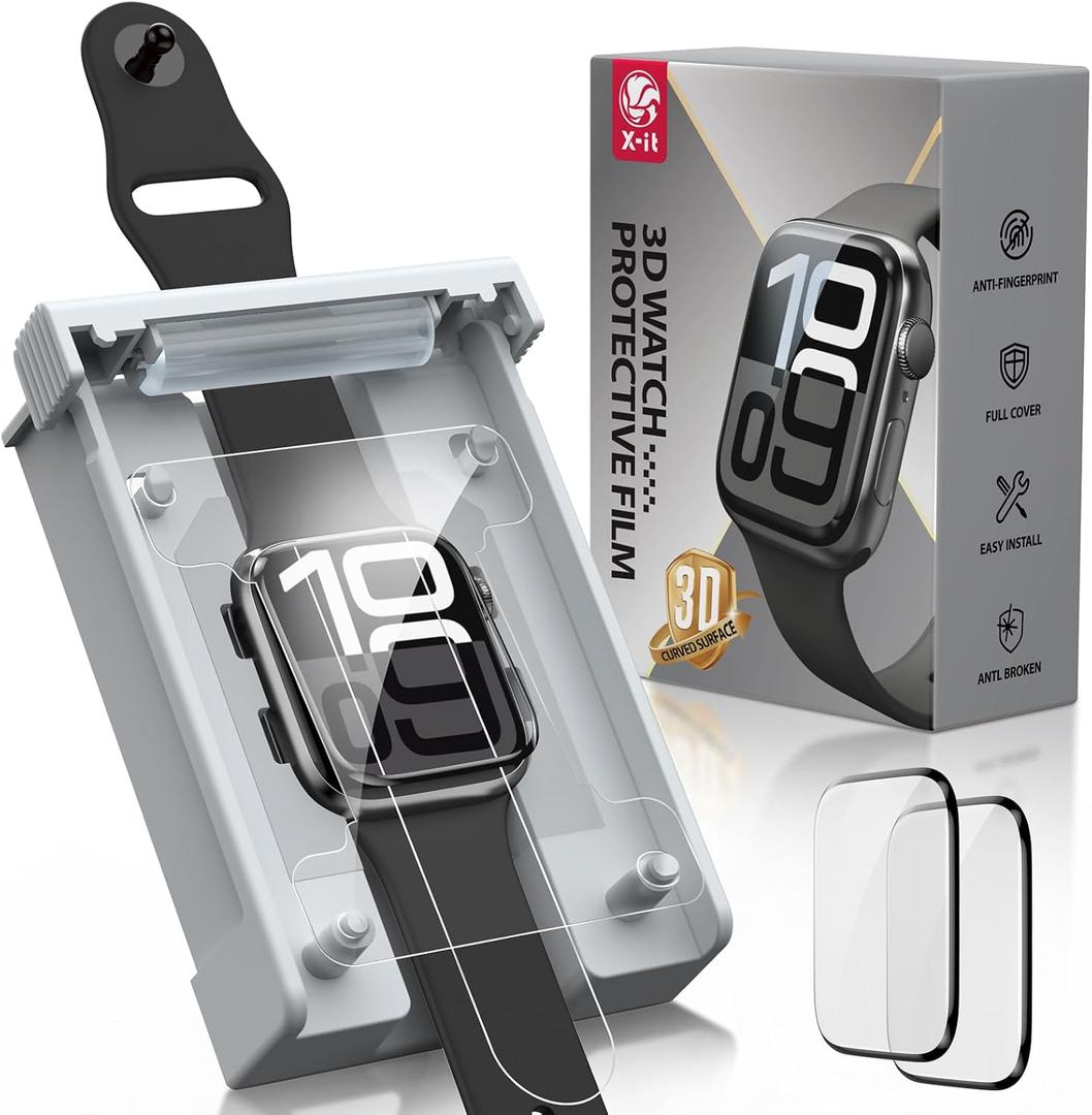 X-it for Apple Watch Series 11/10 46MM Screen Protector [Automatic Align Tech] Self-Healing,Flexible HD Transparent,Anti-Scratch,Bubble Free,Waterproof,Touch Sensitive [Non-Glass] 2 Packs