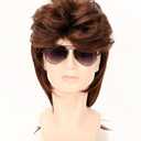 Swiking Mullet Wigs for Men Brown Replacement Wigs 70s 80s Curly Retro Disco Rocker Punk Fancy Natural Hair Party Cosplay Costume Mens Full Wigs