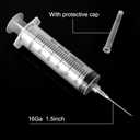 3 Pack 60ml Syringe with 55.1” Tube and Needle 16G 1.5”, Large Luer Lock Syringes with Cap for Fluid Suction Injector, Drawing Oil, Fluid, Water, Lab