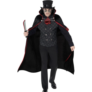 Morph Gothic Vampire Costume for Men - Jack The Ripper Cape - Adult Vampire Outfit - Spooky Halloween Attire, M