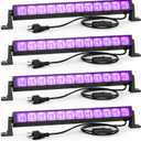 4PCS 40W LED Black Light Bar, Black Lights for Glow Party, Blacklight with Plug &Switch, Each Light Up 484 Sq.ft Area, Glow Light for Halloween, Fluorescent Body Paint, Stage Lighting, Bedroom