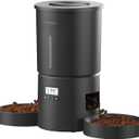 Automatic Dual Cats Feeder for 2 Cats,6 Meals/Day,12 Portions/Meal,Dual Power Auto Pet Feeder Dry Food Dispenser,Flexible Schedule Timer 10S Voice Record (Black, ABS Dual Bowls)