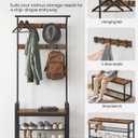 VASAGLE Coat Rack, Hall Tree with Shoe Bench, 4-in-1, 9 Removable Hooks