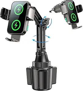 Dual Coil 15W Cup Phone Holder Mount,Wireless Car Charger Auto-Clamping Fast Charging Vent Phone Holders for Your Car for iPhone 17/16/15,Samsung Flip S25 S24 S23 S22 Ultra