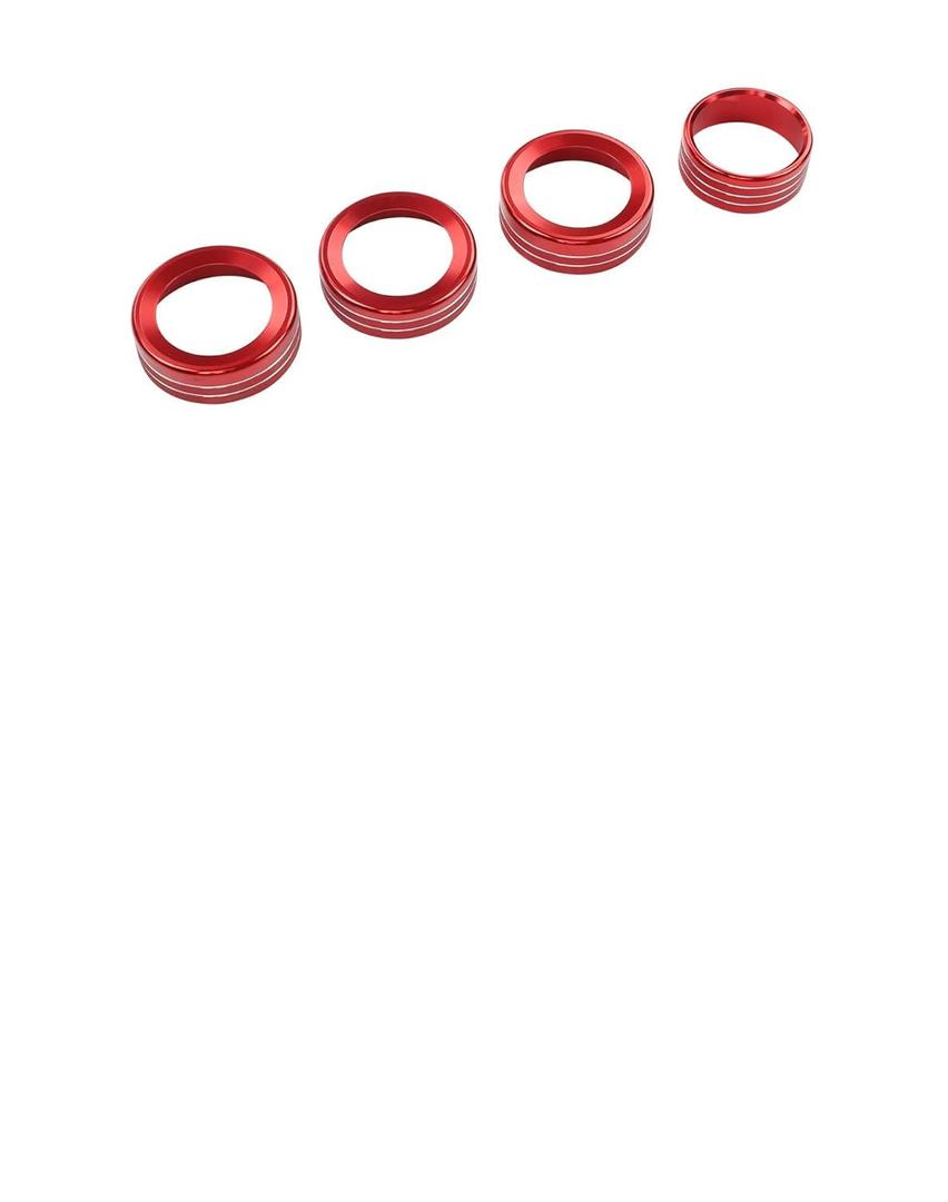 Aluminum Alloy Air Conditioner Switch Knob AC Button Trim Cover & Headlight Knob Cover for 2018-2024 Jeep Wrangler JL/JT Gladiator (Red)