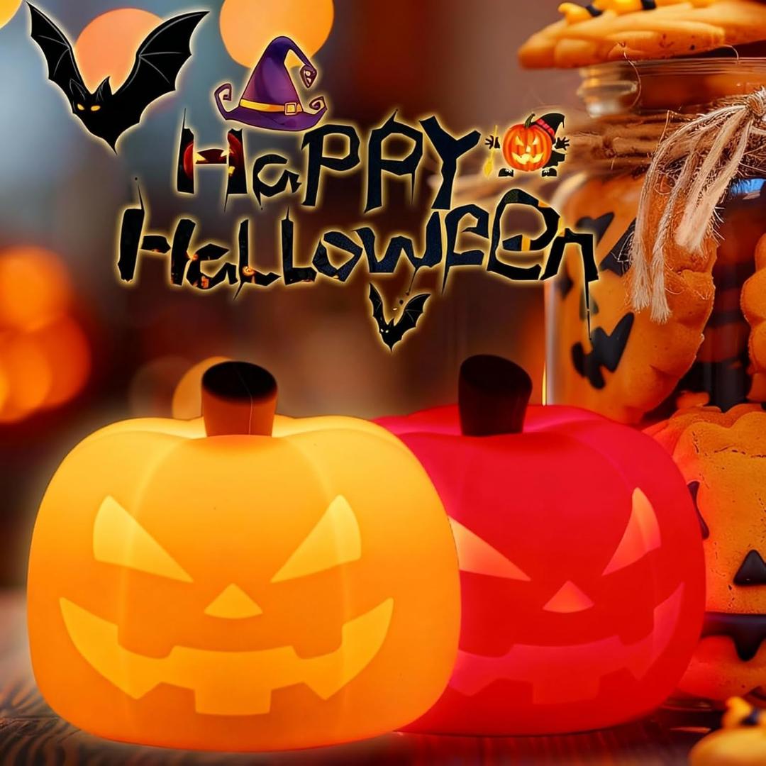 2pcs Pumpkin Night Light, 5-Color Dimmable LED Lamp with Touch Control and Auto-Switch Modes Nursery Nightlights Decor for Kids, Rechargeable Halloween Lantern Cute Silicone Light for Woman and Kids 2pcs Pumpkin Night Light, 5-Color Dimmable LED Lamp with Touch Control and Auto-Switch Modes Nursery Nightlights Decor for Kids, Rechargeable Halloween Lantern Cute Silicone Light for Woman and Kids