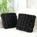Wenqik 2 Pcs Knot Pillows Square Knotted Plush Throws Soft Accent Pillows Decoration Cushion for Couch Home Office Living Room Bedroom Bed Sofa Decor, 12'' x 13''(Black, Lambswool)