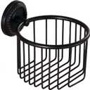 Vintage Wall-Mounted Toilet Paper Holder with Wire Basket Design, Oil-Rubbed Bronze, Wall-Mounted Bath Hand Towel Holder with Braiding Carvings, Vintage Style