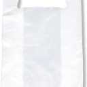 200 Large Plastic Grocery T-Shirt Bags - Plain White 12" x 6" x 21"