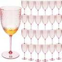 12 Pcs 13oz Reusable Plastic Wine Glasses, Detachable Wine Glasses with Stem, Unbreakable Champagne Flutes, Crystal Pink Goblet for Christmas Party Bar Restaurants Wedding Toasting (Pink)