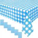 Fezava 6 Pack Blue and White Checkered Tablecloth, 54 X 108Inch Plastic Blue Gingham Table Cloth Disposable Spring Picnic Tablecloth Waterproof Table Cover for BBQ Picnic Barbecue Birthday Party