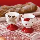 2-Piece Ceramic Egg Cup, Christmas Egg Cup Set, Suitable For Storing And Consuming Eggs, Home Breakfast Decoration, Ceramic Holiday Decorative Cups