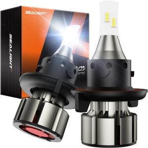 SEALIGHT H13 LED Bulbs, 36000LM Super Bright 9008 Driving Lights, 6000K Daylight with Cooling Fan, H13/9008 Car Bulb 5 Min Plug-N-Play, Pack of 2