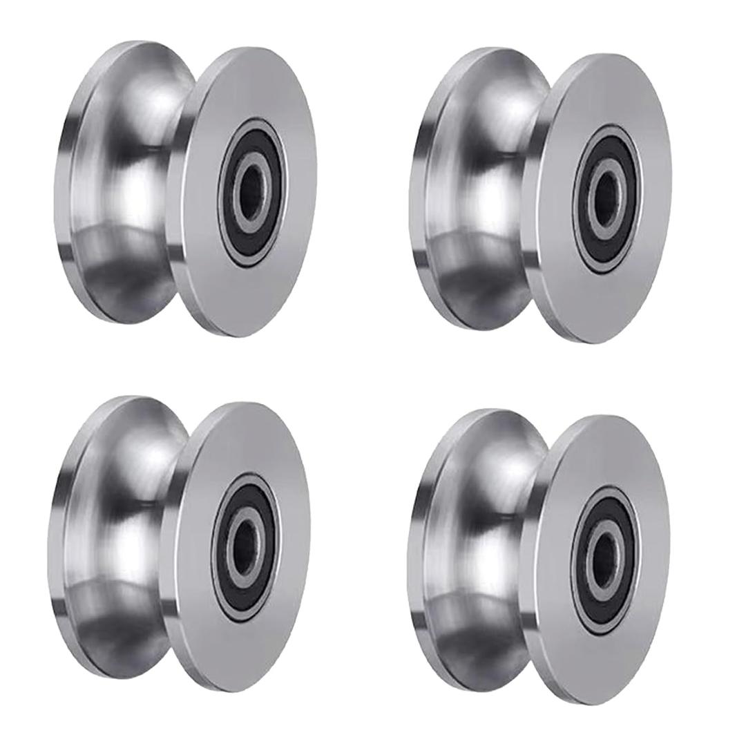Sliding Gate Rollers Stainless Steel U Groove Wheel Heavy Duty Cable Pulley Block U Shaped Rail Gate Wheels Quiet and Smooth Operation Plate Caster with Bearing for Barn Door Track