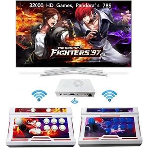 FVBADE[32000 Gamesin 1 78sPandora Box Arcade Game Console Bluetooth Function Compatible PC & Projector & TV,3D Games 4 Players Category Favorite List Save/Search/Hide/Pause/Delete Games