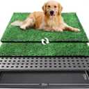 ondware Dog Grass Pad with Tray,35x23in Dogs Potty Tray with 2-Pack Upgraded Replacement Artificial Grass,Dog Litter Box for Pet Training,Indoor Portable Pottys Pet Toilet