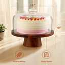 Acacia Wood Cake Stand with Glass Lid 12" Magnetic Base, Detachable Serving Tray for Cake, Cheese, Charcuterie, Snacks & Desserts Wooden Cake Holder for Parties & Kitchen Display