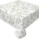 Sage Green Floral Tablecloth Square 60 Inch Light Green Chinoiserie Floral Table Cloth Polyester Fabric Vintage Spring Summer Flowers Farmhouse Table Cover for Kitchen Party Picnic Outdoor Decor