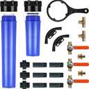 Aquasana Whole House Water Filter System Professional Installation Kit | Brass Components | 3/4" Fittings | Includes 20" Pre-Filter and 10" Post-Filter | Includes Bypass | EQ-1000-075