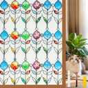 Amazon.com: Countewol Frosted Privacy Window Film Stained Glass Style Adhesive-Free Residue-Free Reusable Easy to Install with Tools (Frosted StainFlair, 35.4 x 157.4 in) : Home & Kitchen