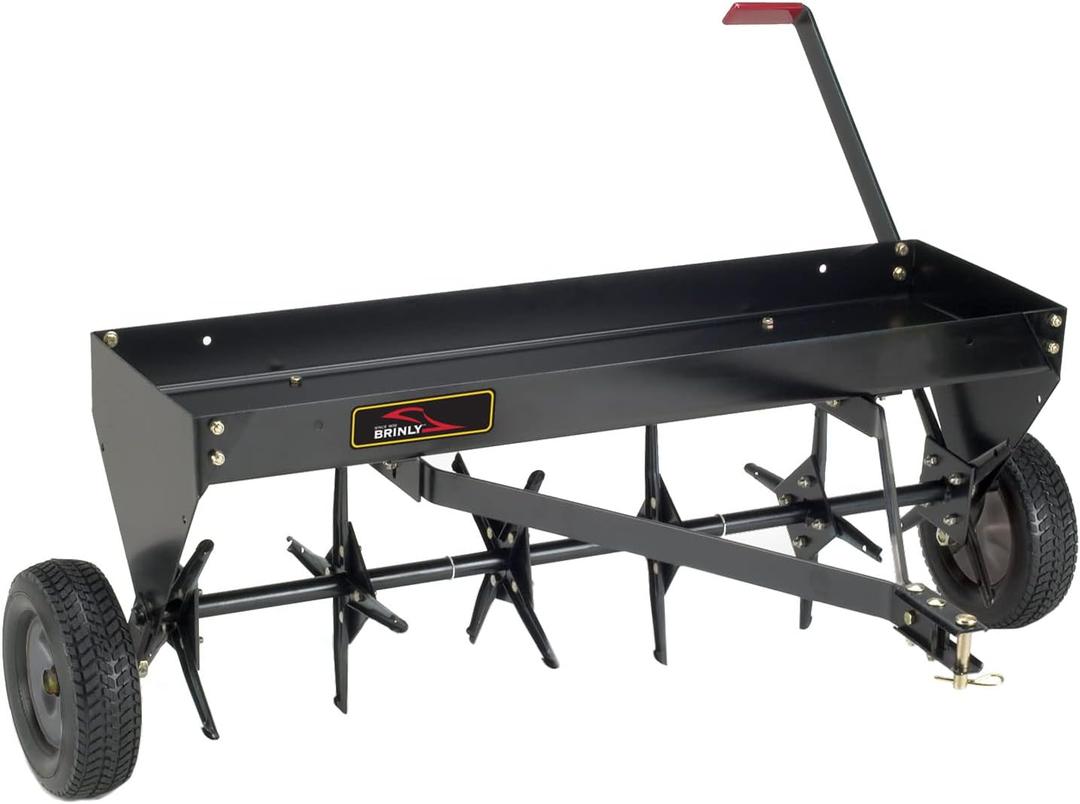 Brinly PA-403BH-A2 Tow Behind Plug Aerator with Universal Hitch, 40", Matte Black