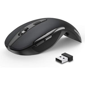 TECKNET Folding Wireless Mouse, 2.4G Travel Mouse Portable 3 Adjustable DPI 2000/1500/1000 Compatible with Notebook, PC, Computer, 2-Year Battery Life (Black)
