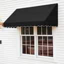 Outdoor Door & Window Awning 71.65" W x 30" D, Powder Coated Steel Frame, UV & Waterproof Fabric, Quick Install, Patio, Balcony, Front Entrance Shade, Black