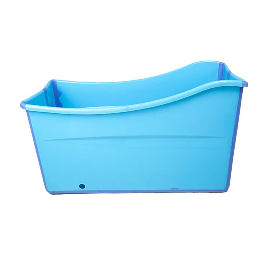 W WEYLAN TEC Large Foldable Bath Tub Bathtub for Toddler Children Twins Petite Adult Blue (Large (Pack of 1), Blue no lid)