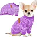 1 Pc Dog Sweaters for Small Dogs Girl Boy Winter Fleece Clothes Warm Soft Dog Sweatshirt Outfit for Dogs Cats Pet Apparel, Purple, S (Back: 11.8", Chest: 15.7", 5.5-10 lbs)