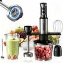 Immersion Blender Handheld Hand Blenders, 20 Speed & Turbo Mode Hand Held Blender, Heaviest Duty Copper Motor, Stainless Steel Blades, Milk Frother Wand, Whisk, 600ml Beaker, 500ml Chopper (Black)