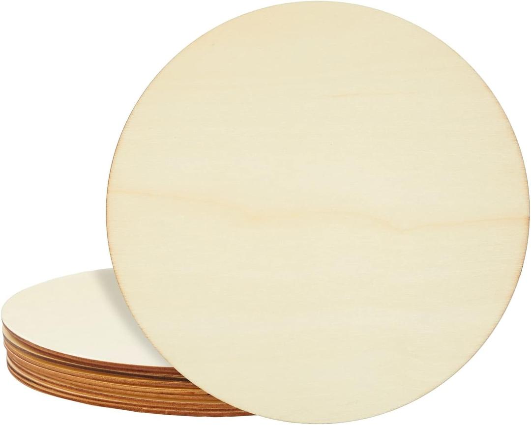 10 Inch Wooden Circles for Crafts - Unfinished Wood Rounds for Wood Burning, DIY Signs, Painting, Decorations (10 Pack)
