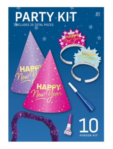 Amscan Shooting Stars New Year's Party Kit, 10 person kit, 25 pieces