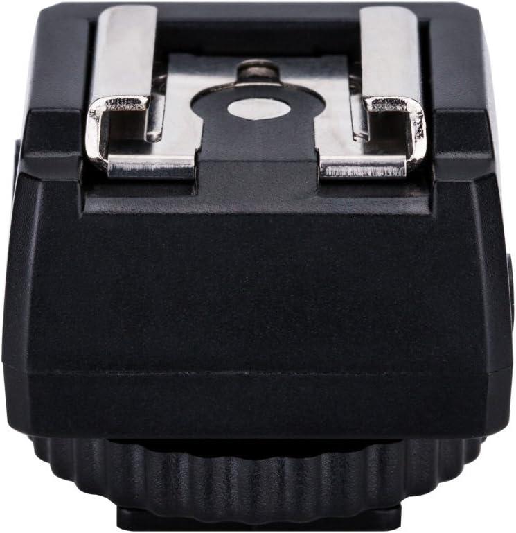 JJC Standard Hot Shoe Adapter with Extra PC sync Connection Port & 3.5mm Mini Phone Connection Port for Connecting Cameras to Additional Off-Camera Flash, Studio Light / Strobes or Other Accessories