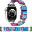 Beaded Natural Stone Bracelet Band Women Compatible with Apple Watch 42(S3/2/1) 44/45/46/49mm Boho Elastic Western Vintage Imperial Stone Strap for iWatch Series 11/10/9/8/7/6/5/4/SE/Ultra
