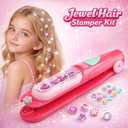 DreUPre Hair Gem Stamper Kit for Girls, Kpop Inspired Hair Jewels for Demon Style Cosplay, Sparkly Reusable Rhinestones Hair Accessories, Styling Tool Birthday Gift for Girls Ages 4-8 8-12