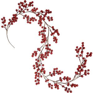 Greentime Christmas Black Berry Garland, Fake Red Berry for Indoor Outdoor Home Decoration for Winter Christmas Holiday Decor