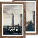 ccdcc 12x18 Picture Frame Set of 2, 12 x 18 Wood Poster Frames with Mat for 11x17, Wooden Photo Frames with Tempered Glass Cover for Wall Display, Rustic Brown