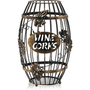 ZOOFOX Wine Cork Holder, Barrel-Shaped Metal Wine Cork Holder with Large Capacity, Decorative Vino Cork Storage Box for Kitchen, Great Gift Idea for Wine Lover