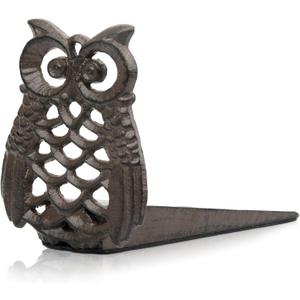 Linton-Cute Owl Iron Door Stop - Heavy Duty Door Stop, Fun Door Stoppers & Functional with Anti-Slip Base - Ideal for Home & Office (Wall Protector Provided)